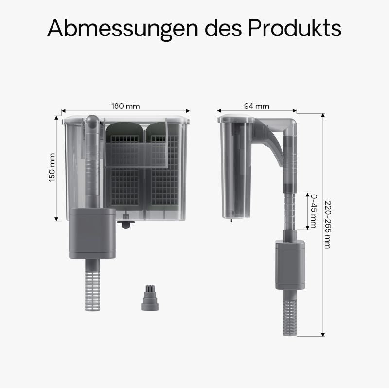 SunSun HBL-303 Hang on Filter 350l/h für Aquarien bis 30l, mit Filtermedien
