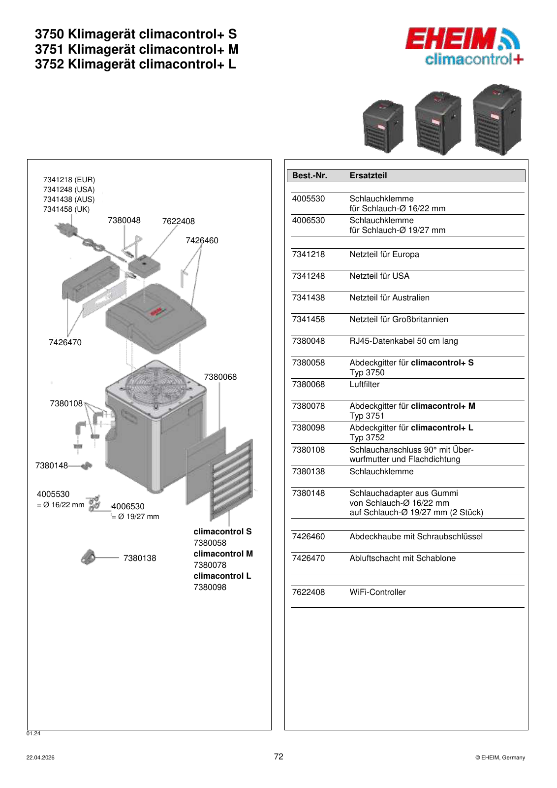 Original EHEIM Ersatzteilzeichnung – 7426460