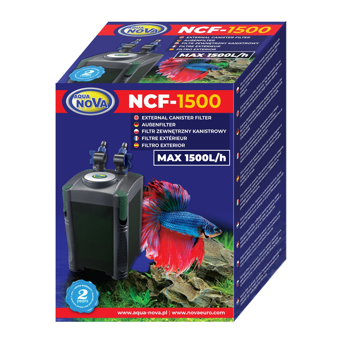 AquaNova NCF-1500 Außenfilter – Original-Herstellerbild, Quelle aqua-nova.pl