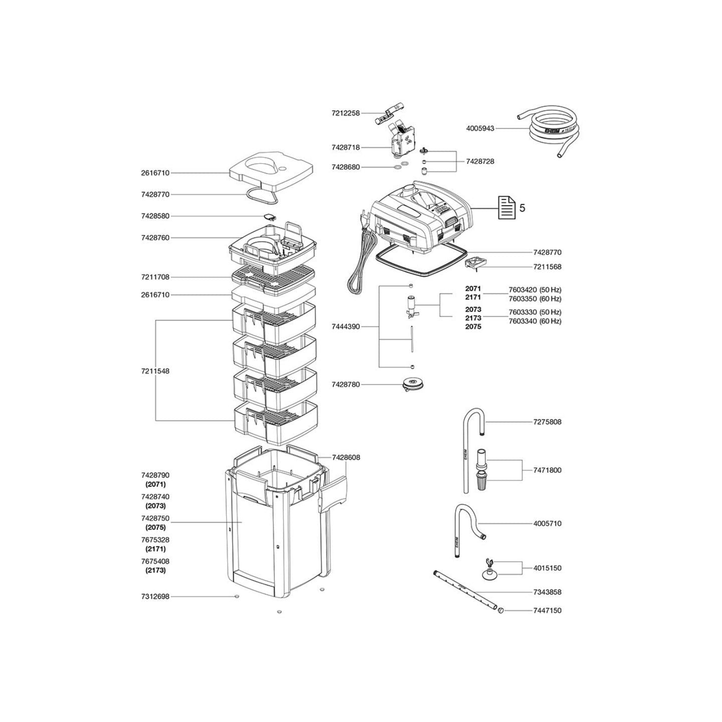 EHEIM Filterbehälter mit Seitenblenden 7428790
