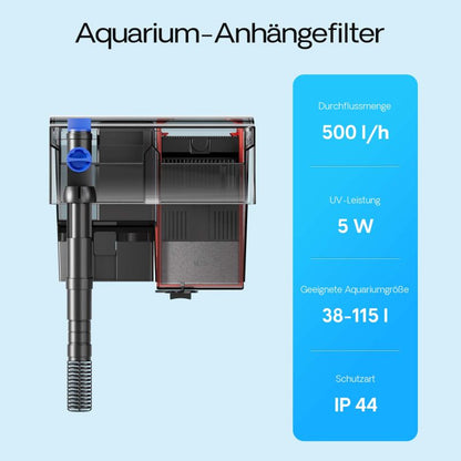 SunSun CBG-500 Hang On Filter mit UVC, 500 l/h, für Aquarien bis 115 Liter
