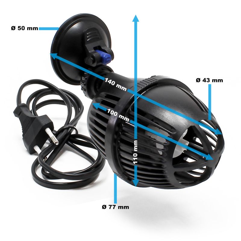 SunSun JVP-101A Strömungspumpe 3.000 l/h, schwenkbar, Saugnapf Halter