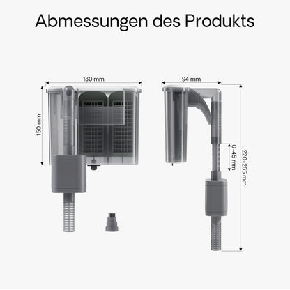 SunSun HBL-303 Hang on Filter 350l/h für Aquarien bis 30l, mit Filtermedien