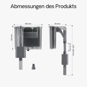 SunSun HBL-303 Hang on Filter 350l/h für Aquarien bis 30l, mit Filtermedien