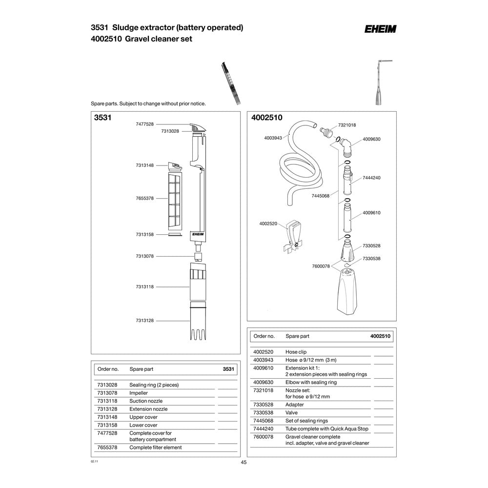 EHEIM 7330528, Original Ersatzteilzeichnung, markierter Bauteilausschnitt, weißer Hintergrund, quadratisch 1000 × 1000 Pixel