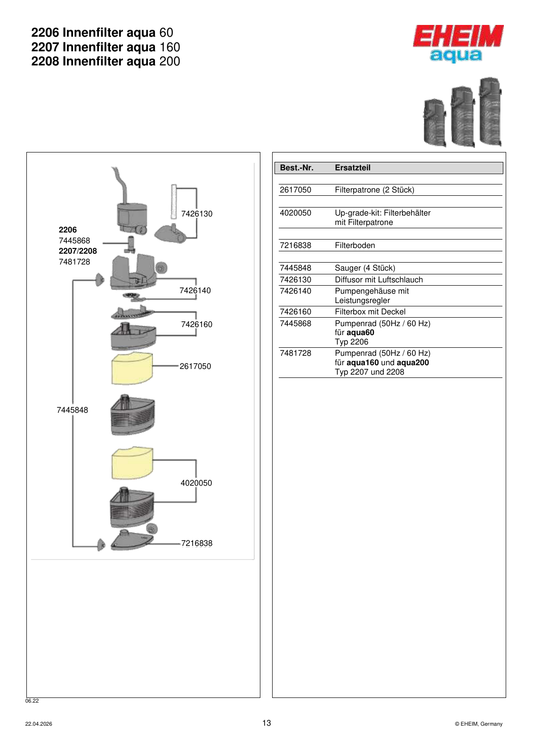 Original EHEIM Ersatzteilzeichnung – 7426130