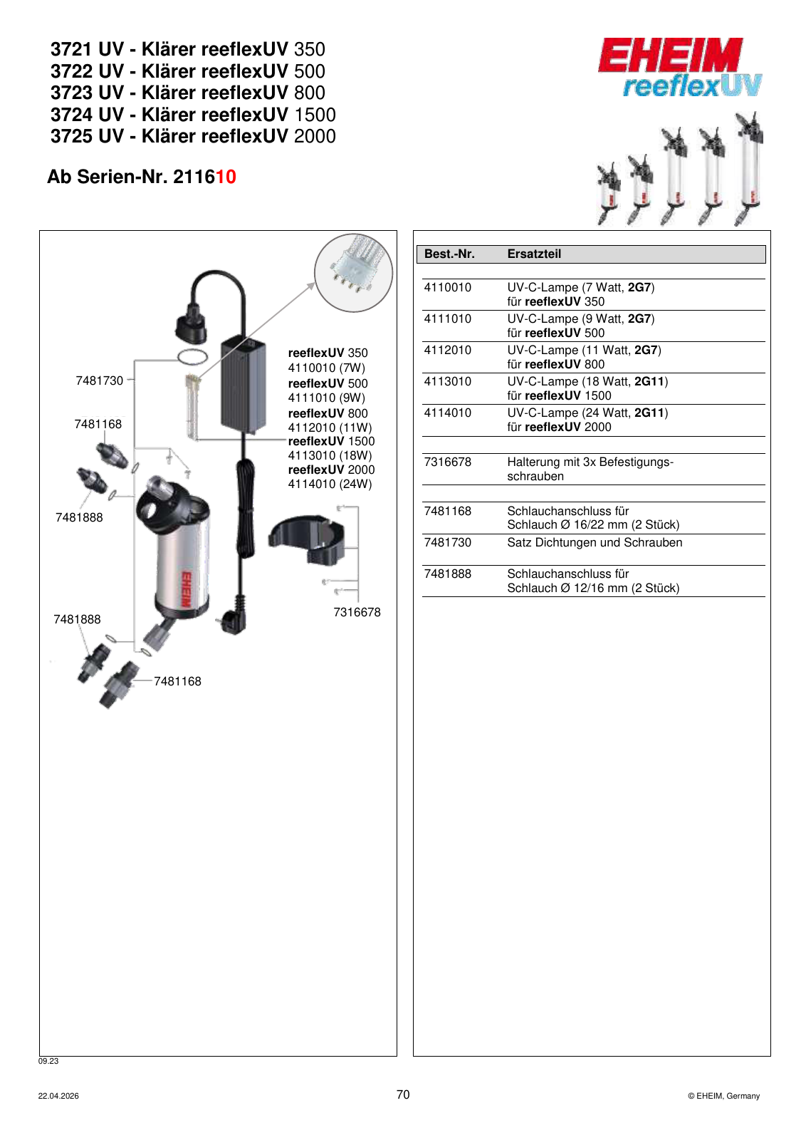 Original EHEIM Ersatzteilzeichnung – 7481730