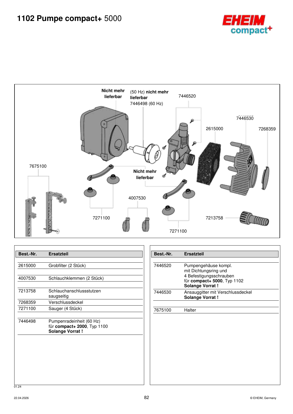Original EHEIM Ersatzteilzeichnung – 7446520