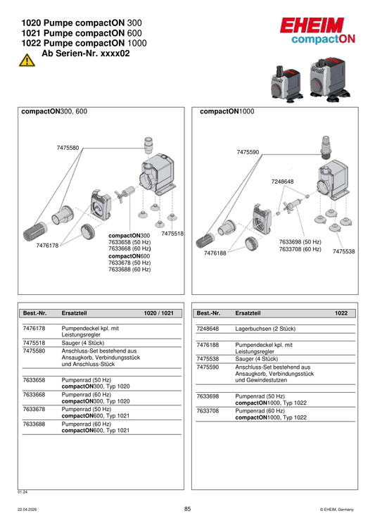 Original EHEIM Ersatzteilzeichnung – 7476178
