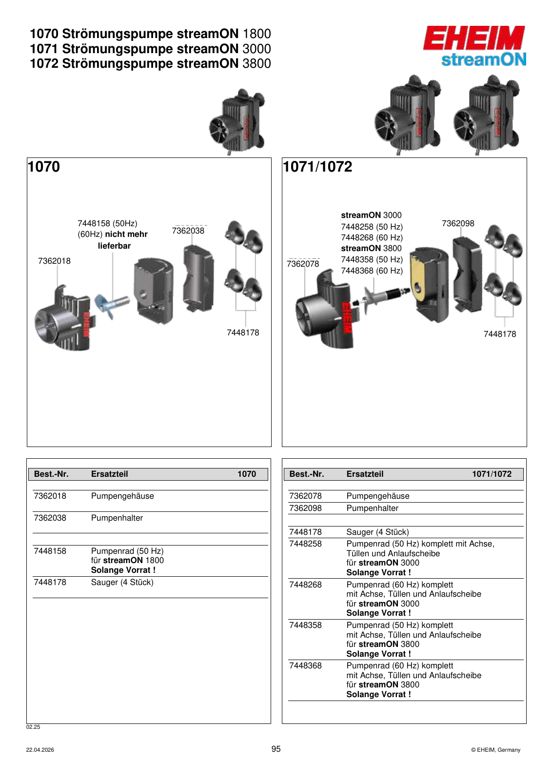 Original EHEIM Ersatzteilzeichnung – 7362078