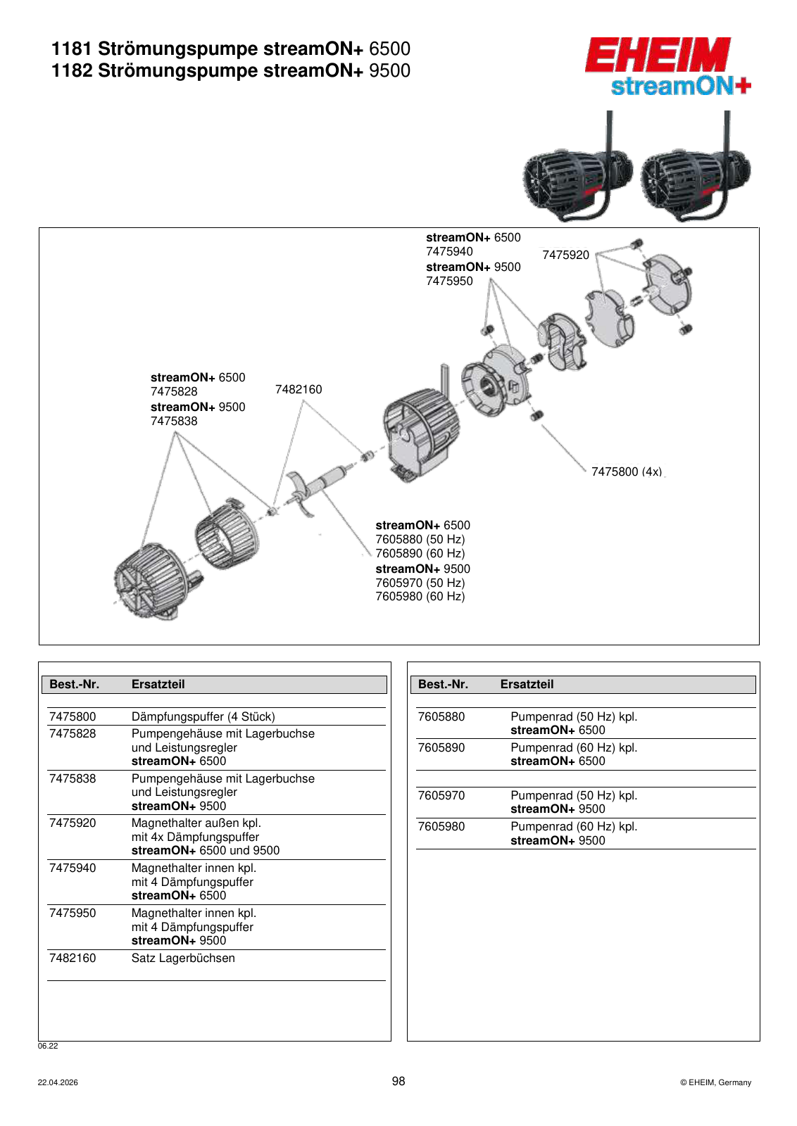 Original EHEIM Ersatzteilzeichnung – 7482160
