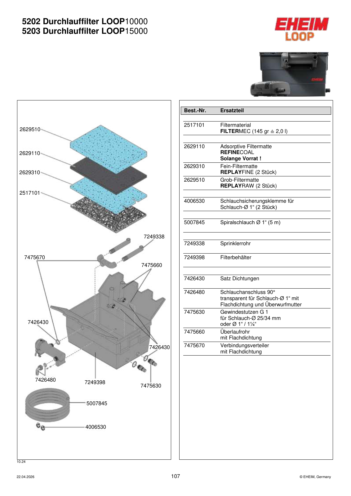 Original EHEIM Ersatzteilzeichnung – 7249398