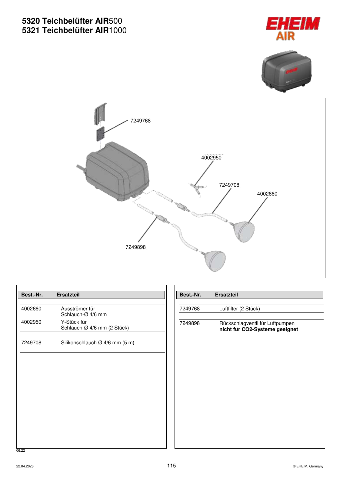 Original EHEIM Ersatzteilzeichnung – 7249768