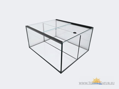 Aquarium 33x38x20cm für Kallax Regal 25 Liter schwarz mit Trennscheibe