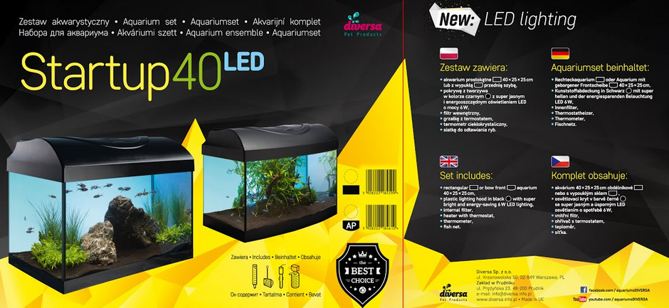 Diversa Aquarium Set Startup 40 -25 Liter, 40x25x25cm