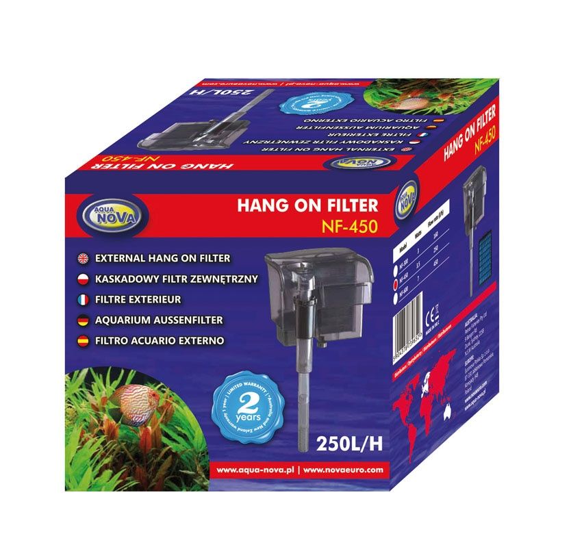 Aquanova NF-450 Aquarium Hang On Filter 250l/h für Aquarien bis 80 Liter