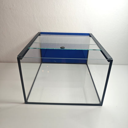 Aquarium 33x38x22cm für Kallax Regal 27,5 Liter schwarz, blaue Rückwand