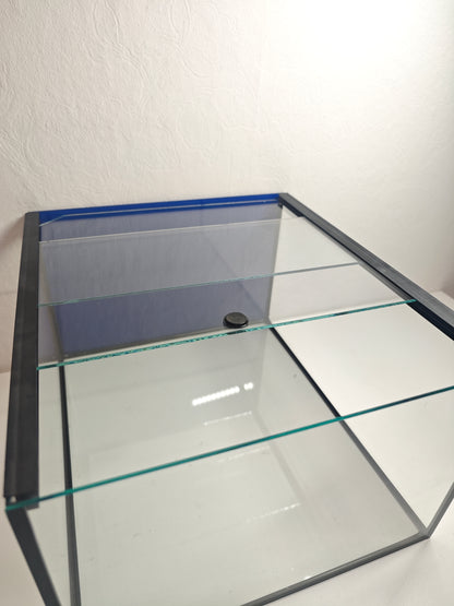 Aquarium 33x38x22cm für Kallax Regal 27,5 Liter schwarz, blaue Rückwand