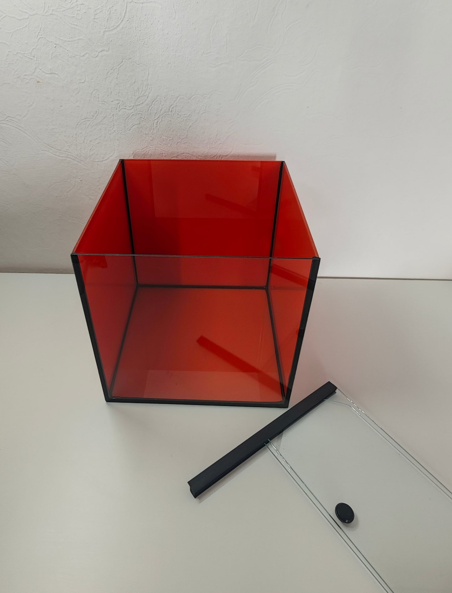 Aquarium 25x25x25cm "Orange Edition" mit Glas-Schiebeabdeckung