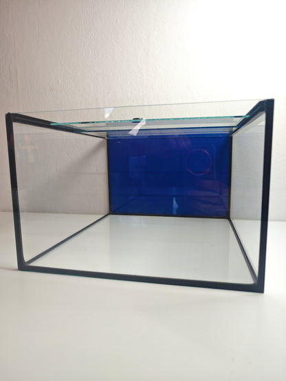 Aquarium 33x38x22cm für Kallax Regal 27,5 Liter schwarz, blaue Rückwand