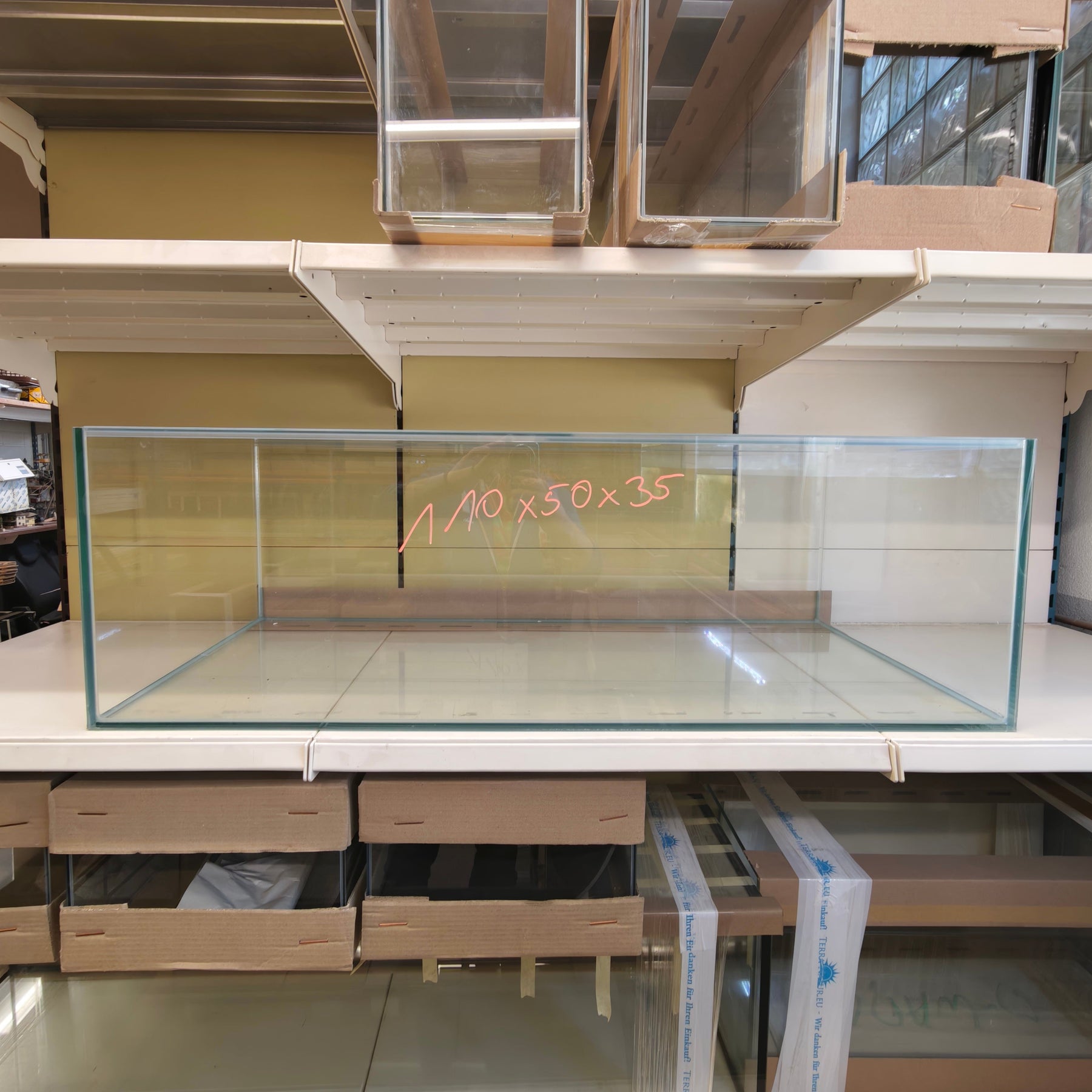 Aquarium 110x50x35cm Floatglas 8mm, 192 Liter mit Abdeckung