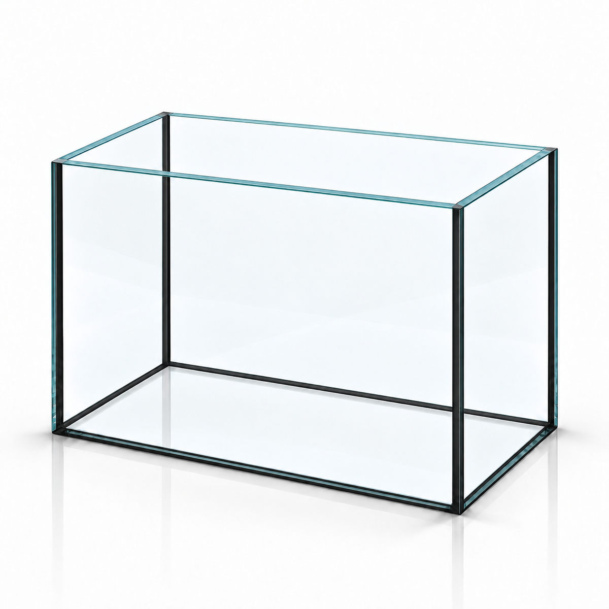 Terra-Natur Aquarium 30x20x25 cm, 15 Liter, schwarzes Silikon – auf weißem Hintergrund