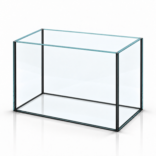 Terra-Natur Aquarium 30x20x25 cm, 15 Liter, schwarzes Silikon – auf weißem Hintergrund