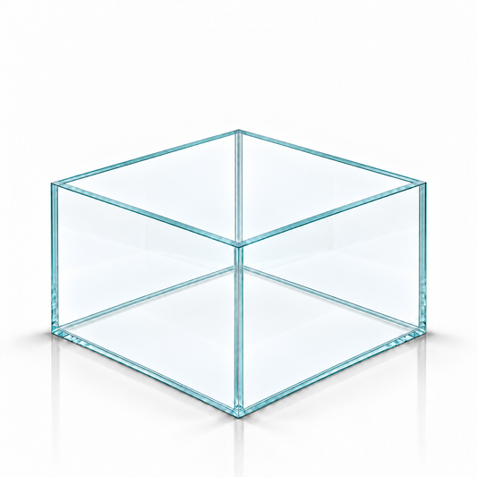 Terra-Natur Aquarium 30x30x20 cm, 18 Liter, transparentes Silikon – auf weißem Hintergrund