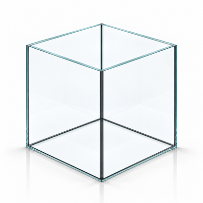 Terra-Natur Aquarium Cube 35x35x35 cm, schwarzes Silikon – auf weißem Hintergrund