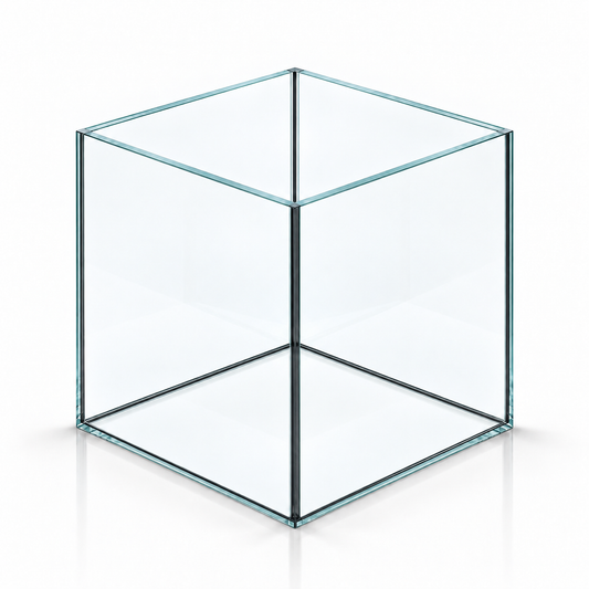Terra-Natur Aquarium Cube 35x35x35 cm, schwarzes Silikon – auf weißem Hintergrund