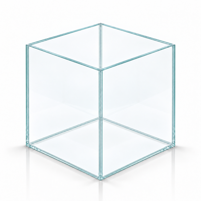 Terra-Natur Aquarium Cube 35x35x35 cm, transparentes Silikon – auf weißem Hintergrund