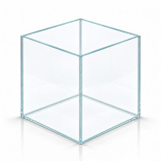 Terra-Natur Aquarium Cube 35x35x35 cm, transparentes Silikon – auf weißem Hintergrund
