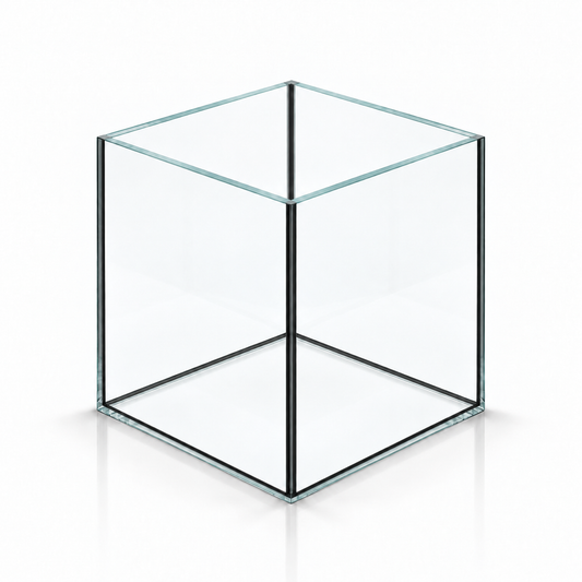 Terra-Natur Würfelaquarium 15 × 15 × 15 cm aus Floatglas mit schwarzem Silikon