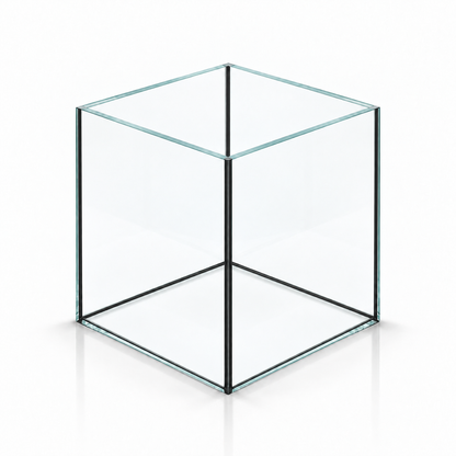 Terra-Natur Würfelaquarium 20 × 20 × 20 cm aus Floatglas mit schwarzem Silikon