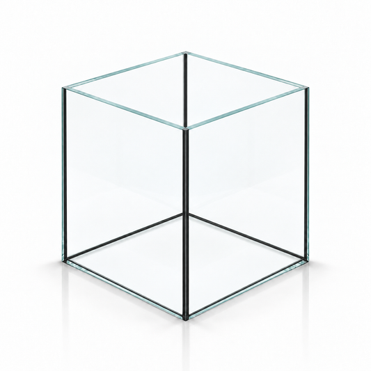 Terra-Natur Würfelaquarium 20 × 20 × 20 cm aus Floatglas mit schwarzem Silikon