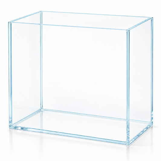 Terra-Natur Fotobecken Optiwhite 20 × 12 × 20 cm aus klarem Weißglas mit transparenter Silikonverklebung