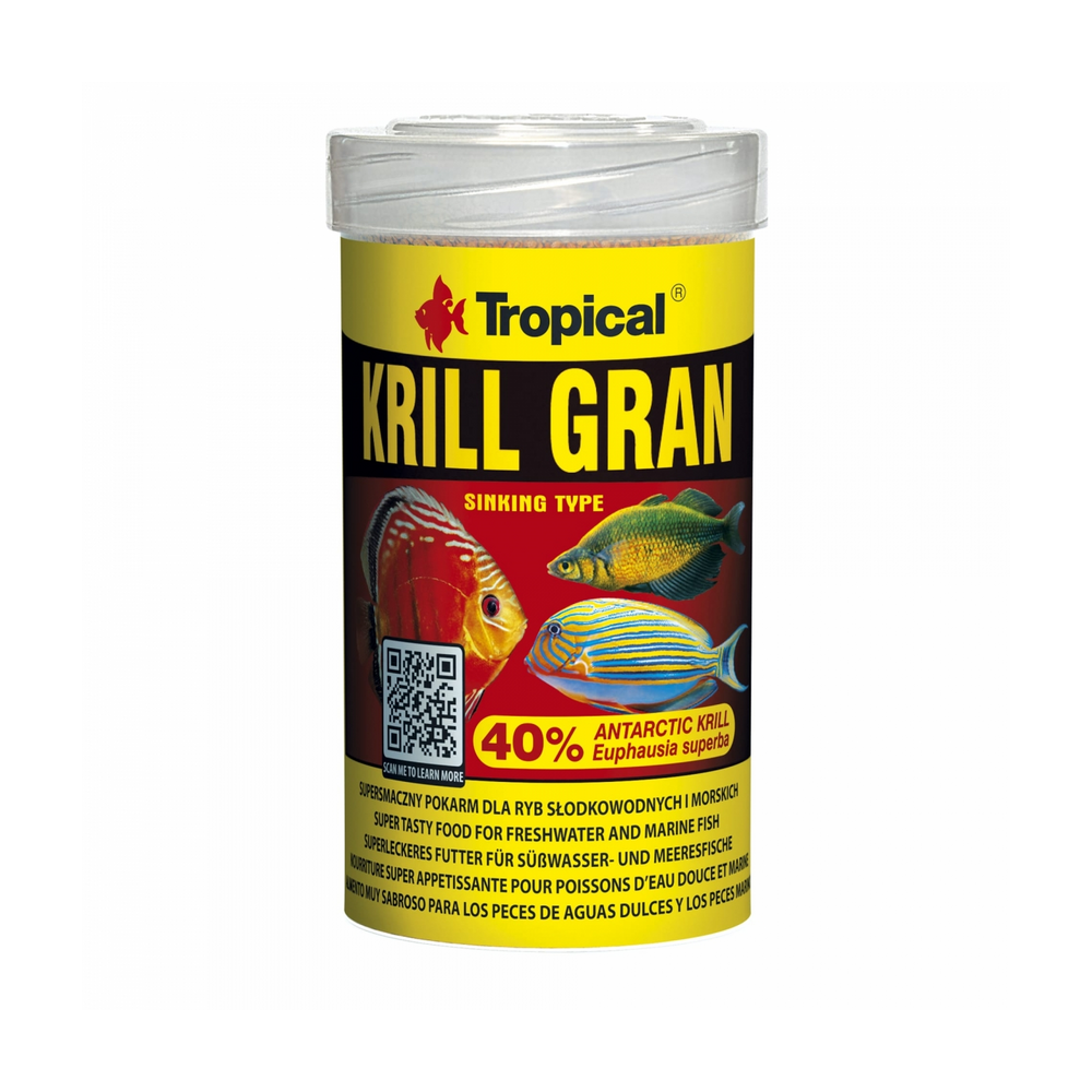 Tropical Krill Gran – vollständige Originaldose mit Deckel und Boden