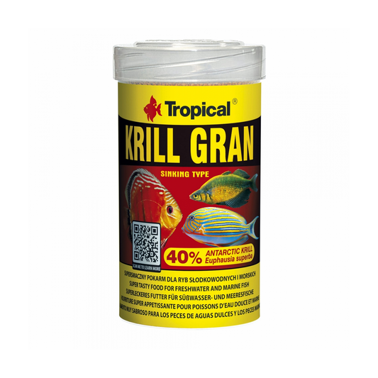 Tropical Krill Gran – vollständige Originaldose mit Deckel und Boden